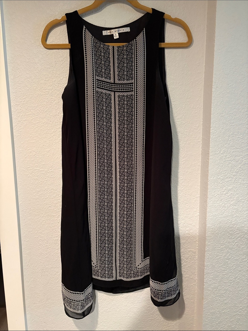 Max Studio Black and white A line dress with White Geometric pattern